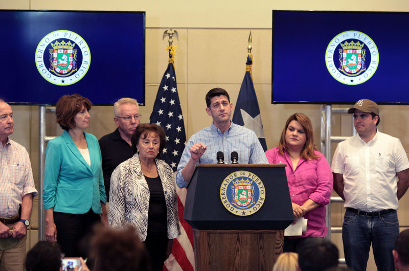 © Reuters. U.S. Speaker of the House Ryan addresses the media during a news conference, in San Juan