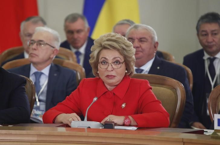 © Reuters. Chairwoman of the Russian Federation Council Matviyenko attends a session of the Council of Heads of the Commonwealth of Independent States in Sochi