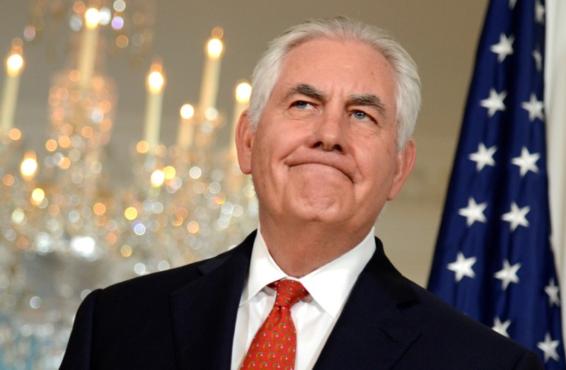 © Reuters. Secretary of State Tillerson welcomes OAS Sec Gen Almagro in Washington