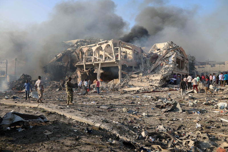 © Reuters. General view shows the scene of explosion in Mogadishu