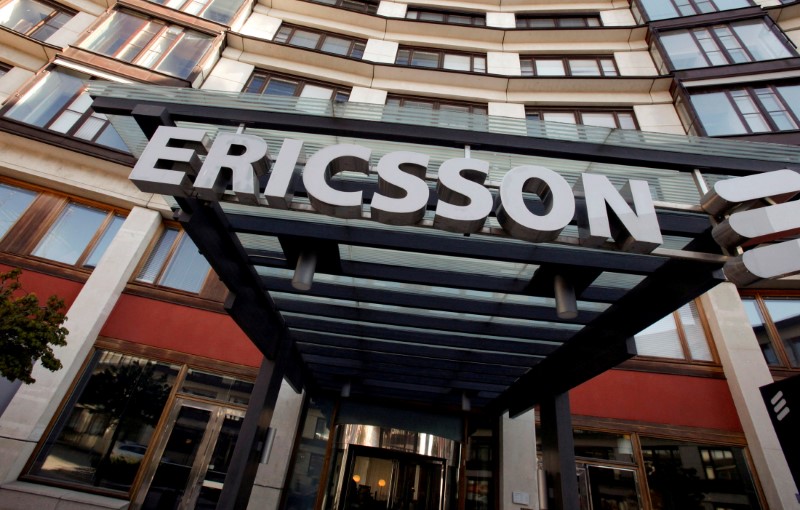 © Reuters. FILE PHOTO: The exterior of an Ericsson building is seen in Stockholm