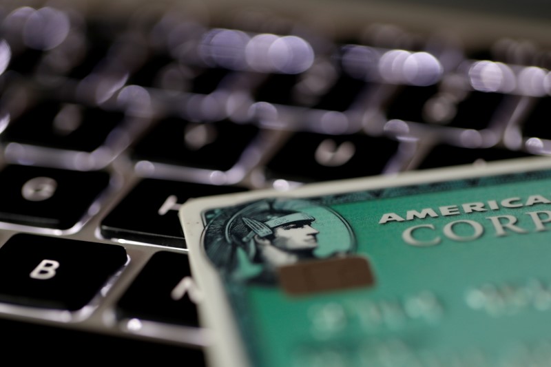 © Reuters. FILE PHOTO: An American Express credit card is seen on a computer keyboard in this picture illustration