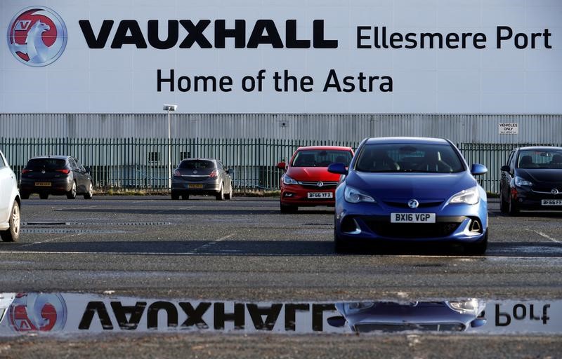 © Reuters. A Vauxhall car is parked outside Vauxhall's plant in Ellesmere Port