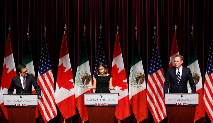 © Reuters. وزيرة خارجية كندا تعتبر تمديد محادثات نافتا أنباء سارة