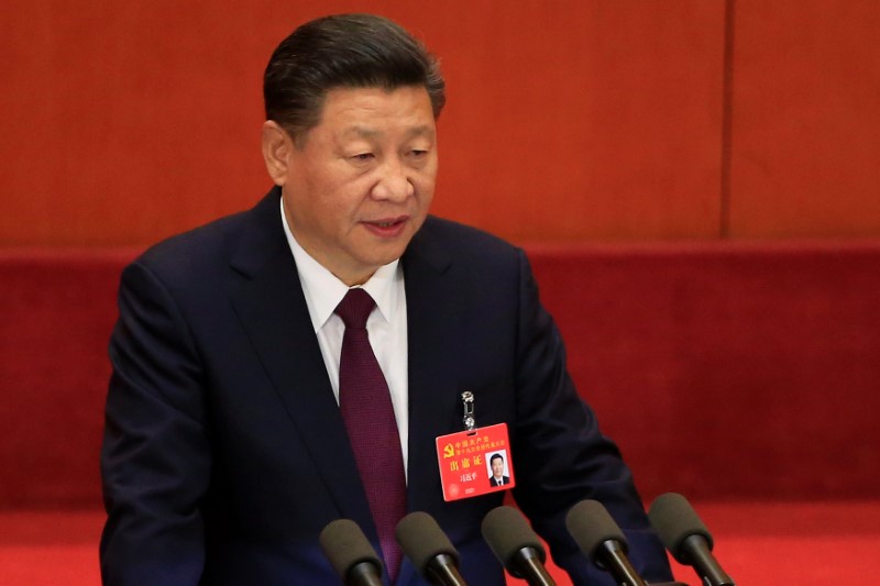 © Reuters. Presidente da China, Xi Jinping, durante pronunciamento em congresso, em Pequim