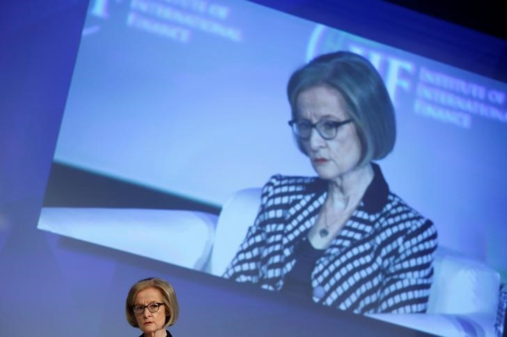 © Reuters. Nouy, chair of the Supervisory Board of the European Central Bank, attends the 2016 Institute of International Finance (IIF) Spring Membership meeting in Madrid