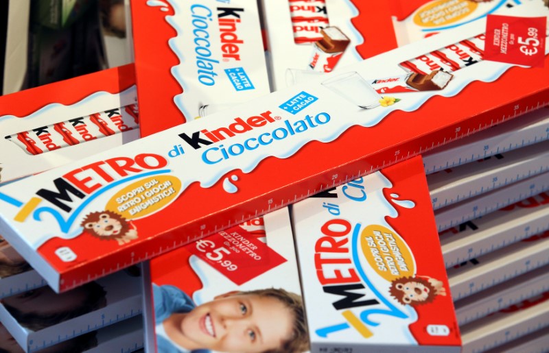 © Reuters. Confezioni di Kinder Ferrero in un supermercato