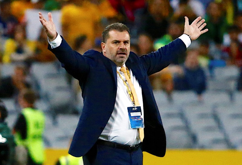 © Reuters. Australia’s head coach Ange Postecoglou reacts during the 2018 World Cup Qualification game against Syria at the Olympic Stadium in Sydney