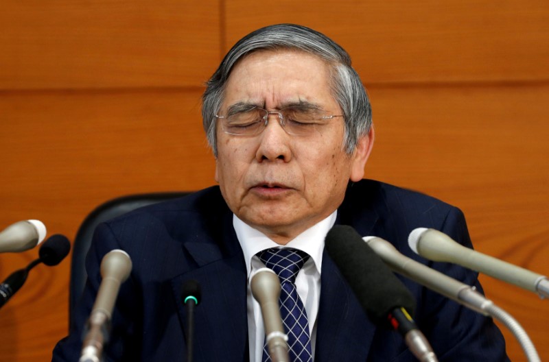 © Reuters. FILE PHOTO: BOJ Governor Haruhiko Kuroda attends a news conference at the BOJ headquarters in Tokyo