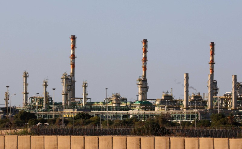 © Reuters. L'impianto petrolifero e del gas di Mellitah, in Libia
