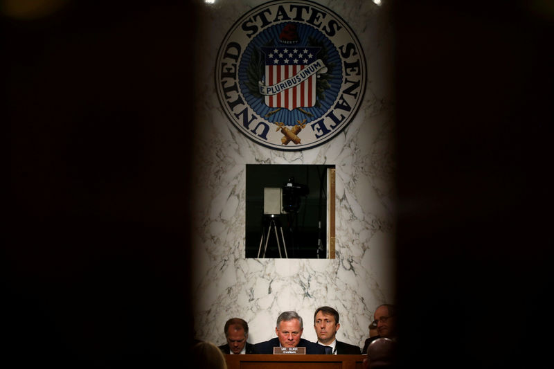 © Reuters. FILE PHOTO: Chairman of the Senate Intelligence Committee Richard Burr (R-NC) listens to testimonies during a hearing about Russian interference in U.S. elections in Washington