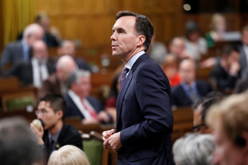 © Reuters. Canada's Finance Minister Morneau speaks in the House of Commons in Ottawa
