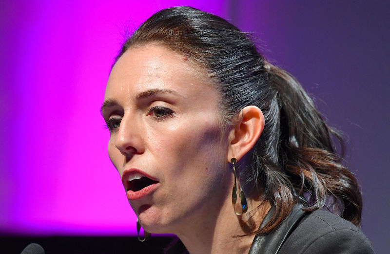 © Reuters. FILE PHOTO: New Zealand's new opposition Labour party leader, Jacinda Ardern, speaks during an event held ahead of the national election at the Te Papa Museum in Wellington