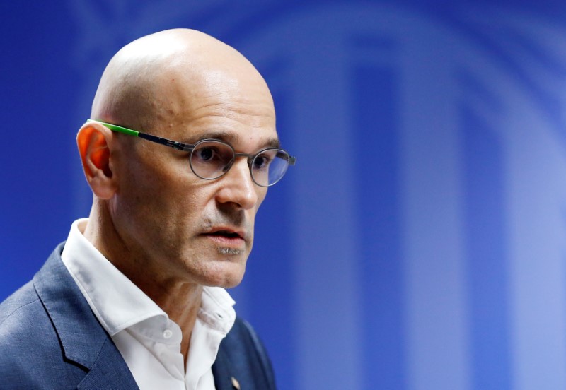 © Reuters. FILE PHOTO - Catalan Foreign Affairs chief Romeva holds a news conference in Brussels