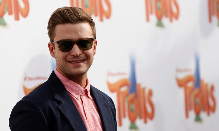 © Reuters. Cantor Justin Timberlake durante estreia do filme "Trolls" em Los Angeles