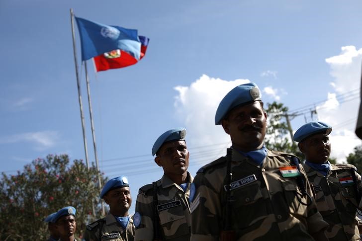 © Reuters. Soldados indianos em cerimônia da missão da ONU Minujusth no Haiti