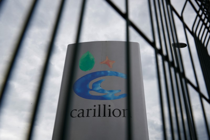 © Reuters. A Carillion sign can be seen in Manchester