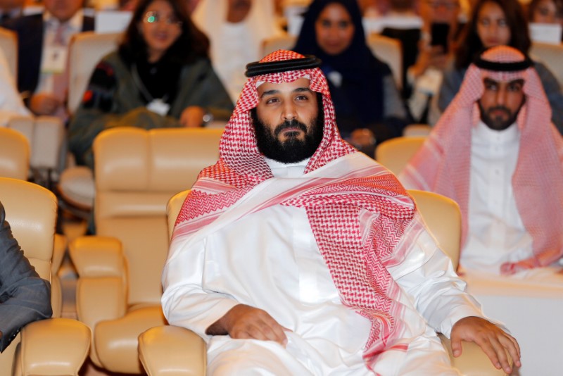 © Reuters. Saudi Crown Prince Mohammed bin Salman, attends the Future Investment Initiative conference in Riyadh