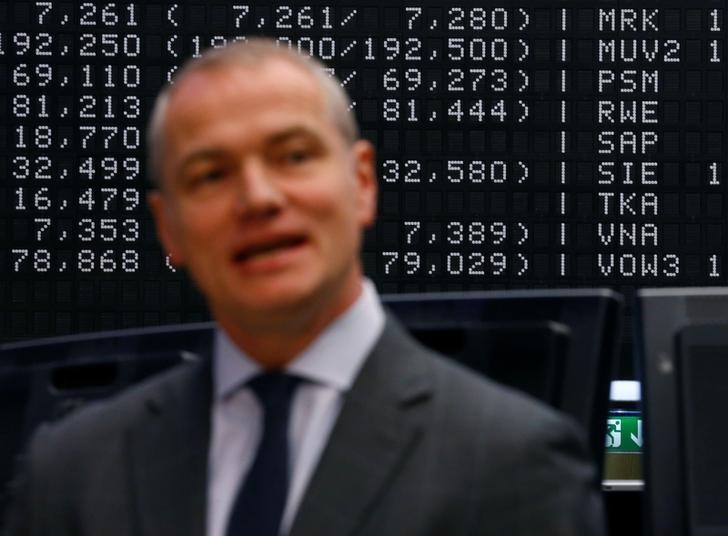 © Reuters. Kengeter, CEO of Deutsche Boerse attends the initial public offering of Scale at the Frankfurt stock exchange in Frankfurt,