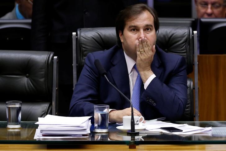 © Reuters. O presidente da Câmara dos Deputados, Rodrigo Maia, durante votação da admissibilidade da segunda denúncia contra o presidente Michel Temer