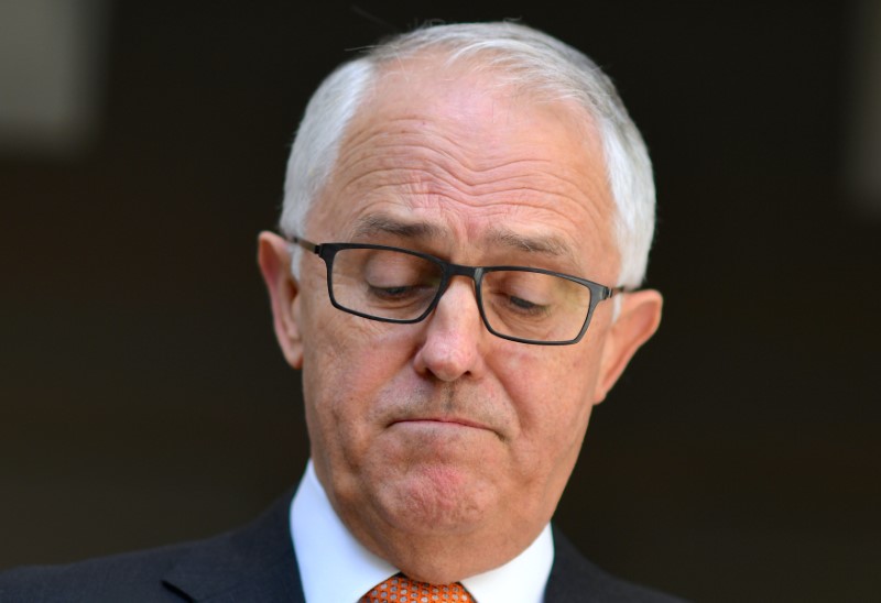 © Reuters. Australia's PM Malcolm Turnbull reacts during a media conference at Parliament House in Canberra