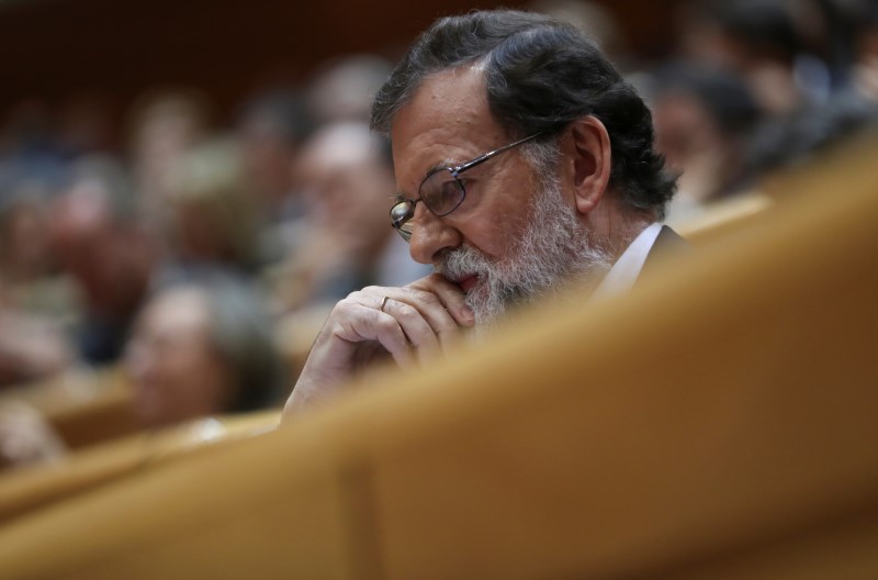 © Reuters. Premiê espanhol, Mariano Rajoy, durante sessão do Senado da Espanha