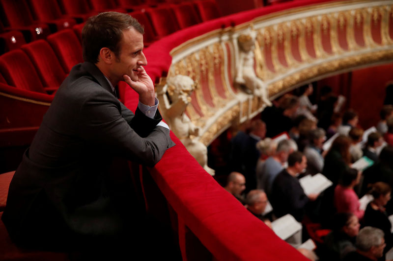 © Reuters. LÉGÈRE BAISSE DE LA COTE DE CONFIANCE D'EMMANUEL MACRON, SELON LE BAROMETRE HARRIS INTERACTIVE