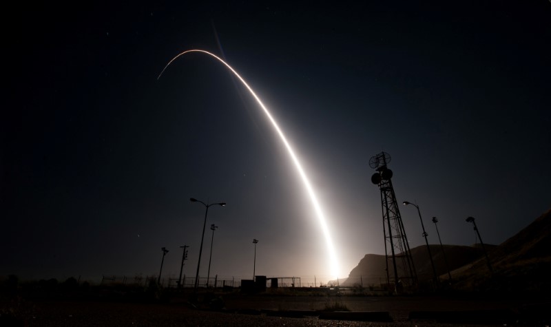 © Reuters. An unarmed Minuteman III intercontinental ballistic missile launches from Vandenberg Air Force Base