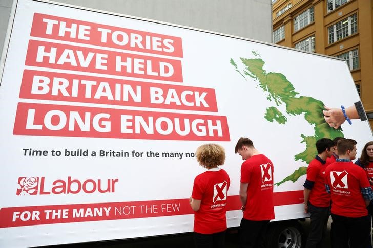 © Reuters. Cartaz de campanha da legenda de oposição do Reino Unido, Partido Trabalhista, em Londres