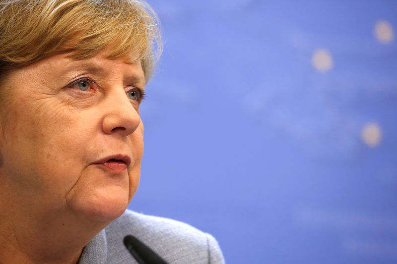 © Reuters. Chanceler da Alemanha, Angela Merkel, durante coletiva de imprensa em Bruxelas, na Bélgica