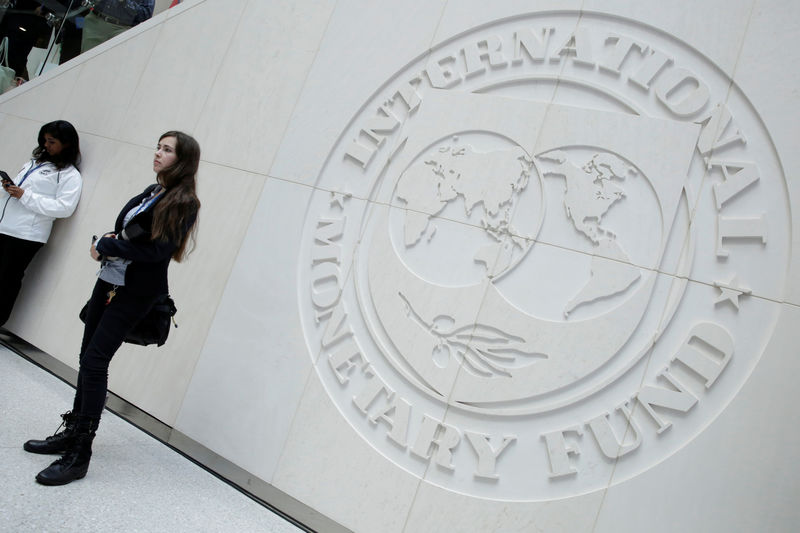 © Reuters. International Monetary Fund logo is seen in Washington