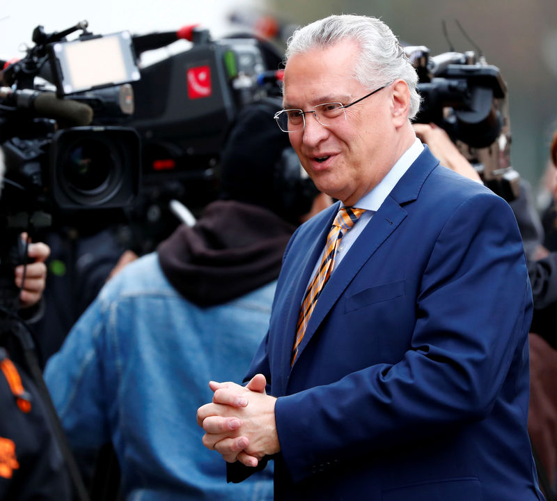 © Reuters. Herrmann of CSU arrives to the exploratory talks about forming a new coalition government in Berlin