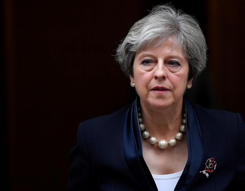 © Reuters. FILE PHOTO: Britain's Prime Minister Theresa May leaves 10 Downing Street in London