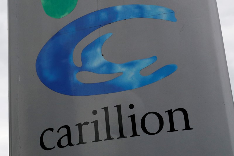 © Reuters. FILE PHOTO: A Carillion sign is seen in Manchester
