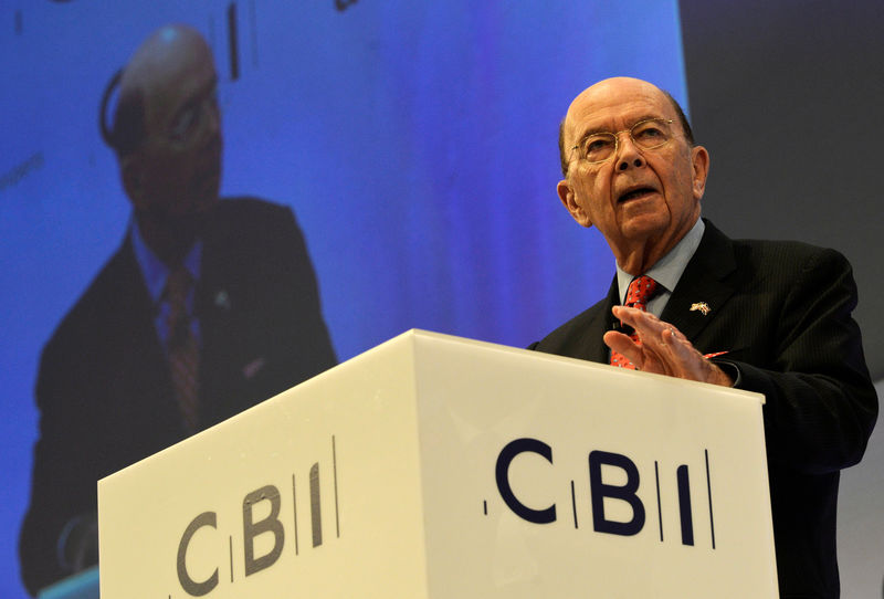 © Reuters. U.S. Commerce Secretary Wilbur Ross, speaks at the Conferederation of British Industry's annual conference in London