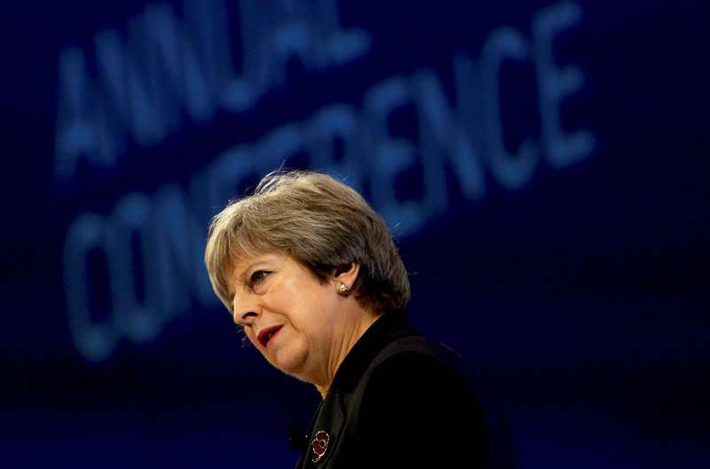 © Reuters. Britain's Prime Minister Theresa May speaks at the Conferederation of British Industry's annual conference in London
