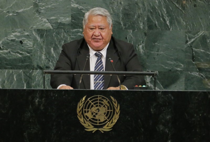 © Reuters. Samoa Prime Minister Malielegaoi addresses the 72nd United Nations General Assembly at U.N. headquarters in New York