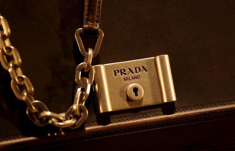 © Reuters. FILE PHOTO: File photo of a Prada product inside a display window at the financial Central district of Hong Kong