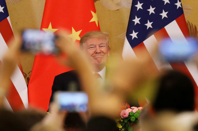 © Reuters. Presidente dos Estados Unidos, Donald Trump, durante evento em Pequim, na China