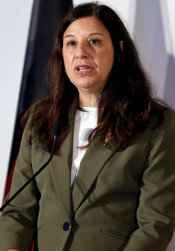 © Reuters. US.. Acting Secretary of the Department of Homeland security Elaine Duke speaks during the news conference at the end of the G7 Interior Ministers meeting at the Ischia island