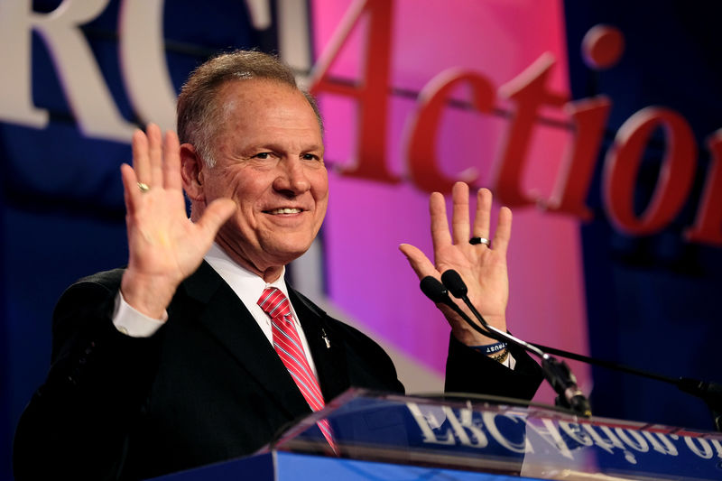 © Reuters. FILE PHOTO: Former Alabama Supreme Court Chief Justice Roy Moore speaks at the Values Voter Summit of the Family Research Council in Washington