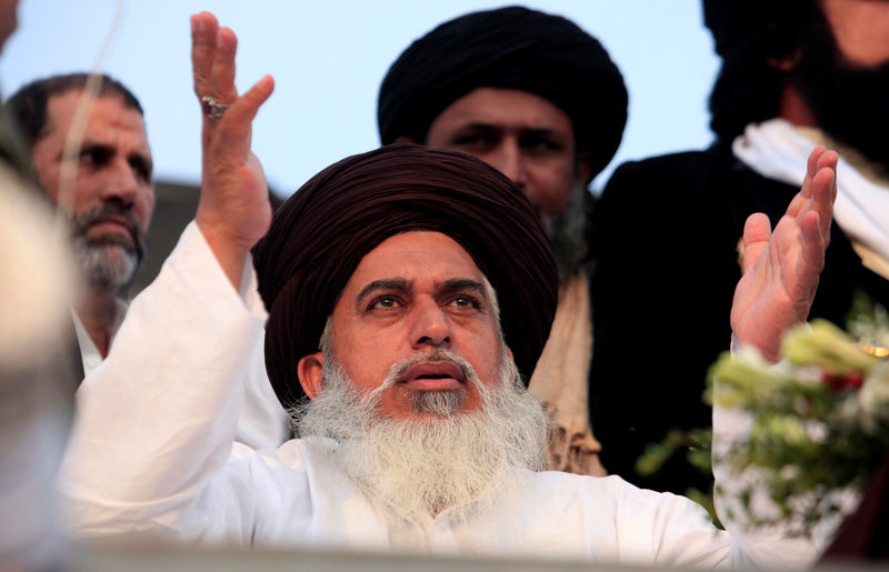 Khadim Hussain Rizvi, leader of the Tehreek-e-Labaik Pakistan an Islamist p...