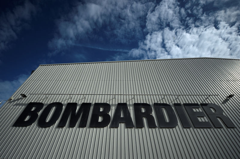 © Reuters. The Bombardier logo is seen at the Bombardier factory in Belfast