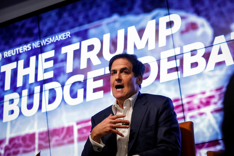 © Reuters. Businessman Mark Cuban participates in a Reuters Newsmaker panel on 'The Trump Budget Debate' in New York