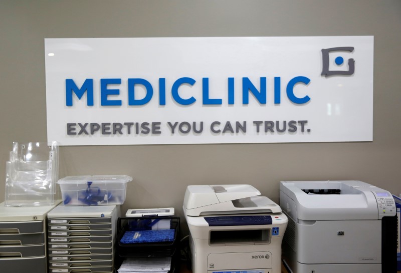© Reuters. The Mediclinic logo is seen in Dubai