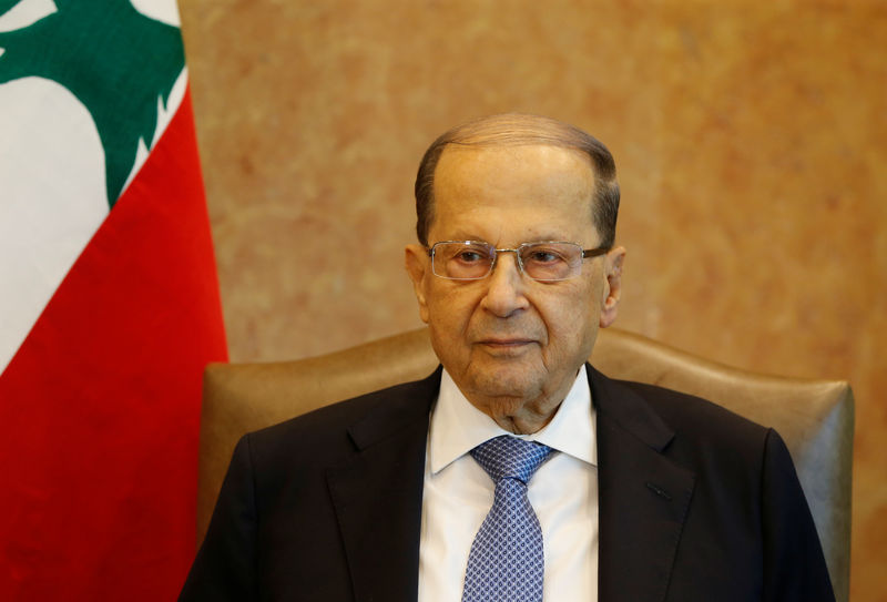 © Reuters. Presidente do Líbano, Michel Aoun, no palácio presidencial em Baabda