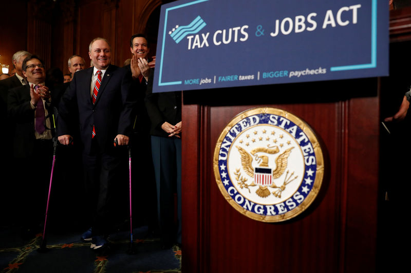 © Reuters. House Majority Whip Rep. Steve Scalise (R-LA) looks on during a news conference announcing the passage of the "Tax Cuts and Jobs Act" at the U.S. Capitol in Washington