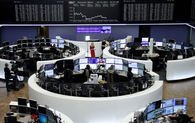 © Reuters. FILE PHOTO: The German share price index, DAX board, is seen at the stock exchange in Frankfurt