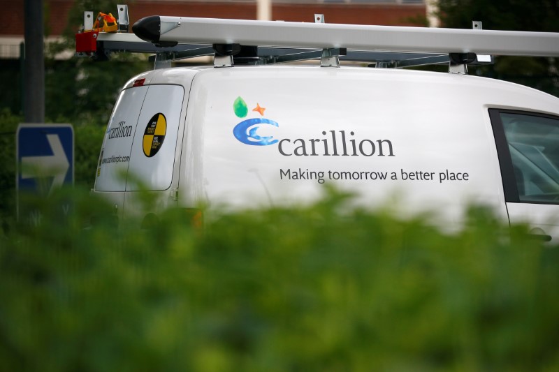 © Reuters. FILE PHOTO: A Carillion sign can be seen on a van in Manchester