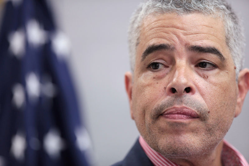 © Reuters. FILE PHOTO: Ramos, executive director of the Electric Power Authority of Puerto Rico (PREPA), attends a news conference, in San Juan